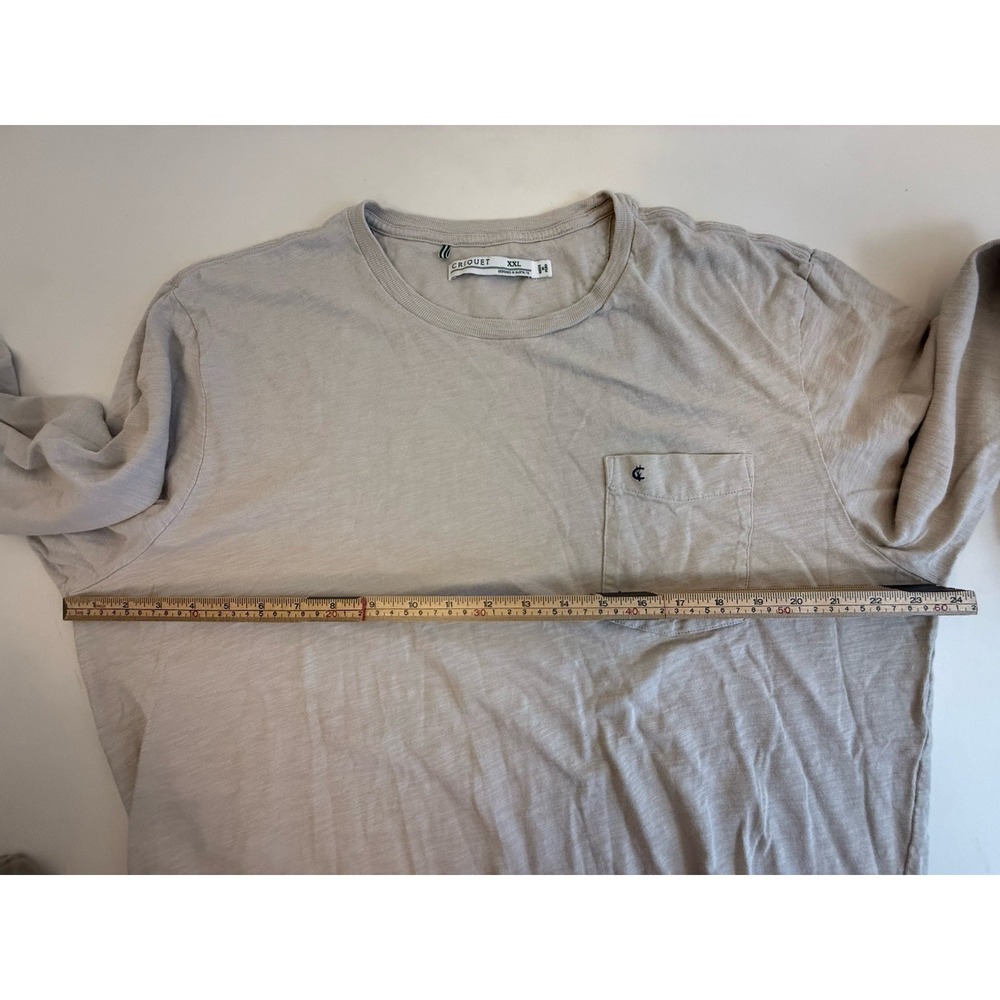 Criquet XXL Beige Long Sleeve Pocket Tee Quiet Luxury Coastal Minimalist Shirt - Picture 7 of 9